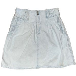 Vintage 80s/90s Bleach Wash Denim~Jean SKIRT w/Pleats by GET!~See Measurements